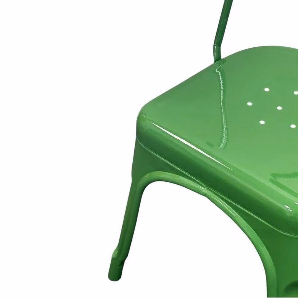 PAWNORA Set of 2 Green Metal Tolix Dining Chairs – 3