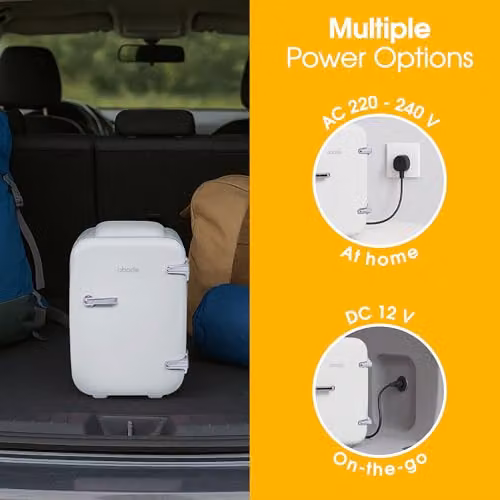 Abode White Mini Fridge A4CLR201W 4L Portable Thermoelectric Cooler and Warmer for Drinks and Cosmetics – 4