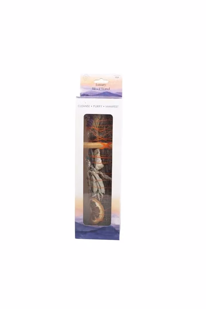 KDMD 9in Ritual Wand Smudge Stick with Rosemary, Palo Santo and Aventurine in Grey – 2