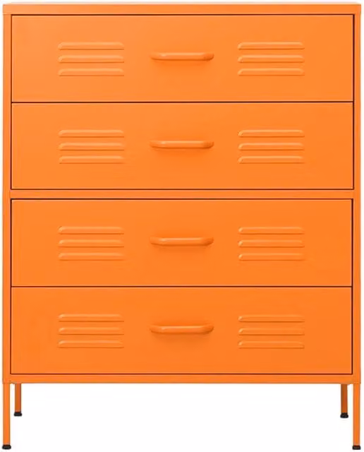 Berkfield Home Durable Steel Chest of Drawers in Orange, W: 80 cm, D: 35 cm, H: 101.5 cm – 1