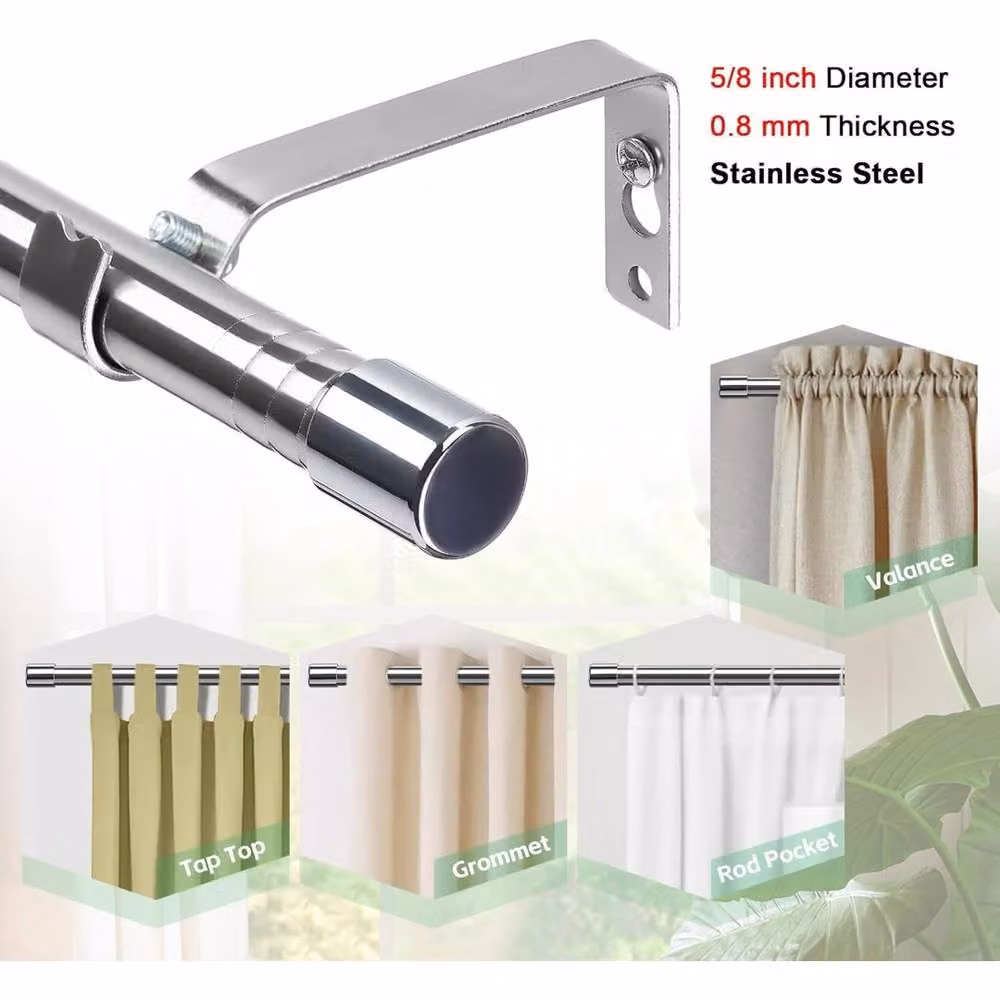 VOGREX Silver Curtain Pole for Eyelet Curtains – 2