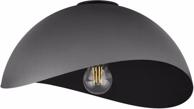 Netlighting Opsi Semi Flush Ceiling Light, Grey and Sandy Black Metal Dome, Diameter: 30 cm – 1