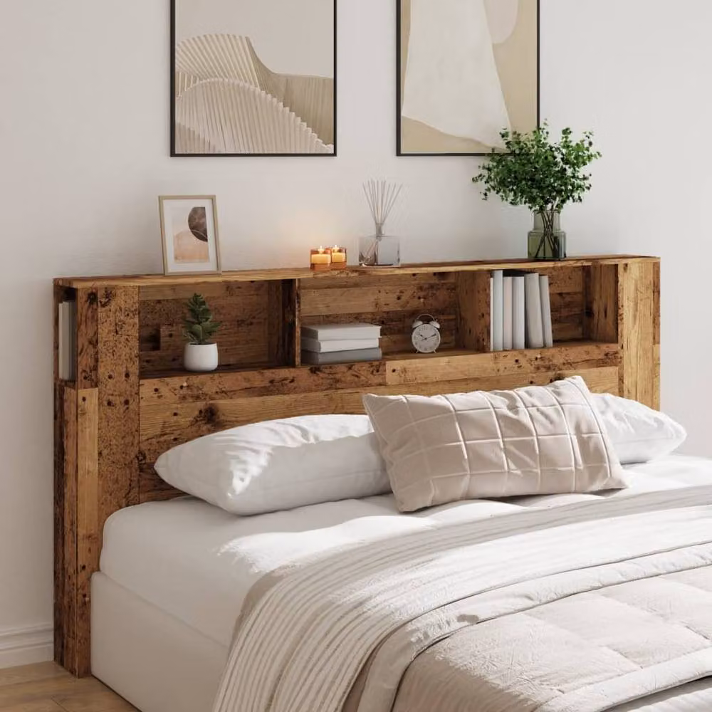 Berkfield Home Modern Wall Mounted Headboard Cabinet in Brown Engineered Wood W/D/H: 200 x 18.5 x 102.5 cm – 3