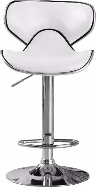 netfurniture Polsode Bar Stool Set of 2 in White Synthetic Leather with Chrome Metal Frame