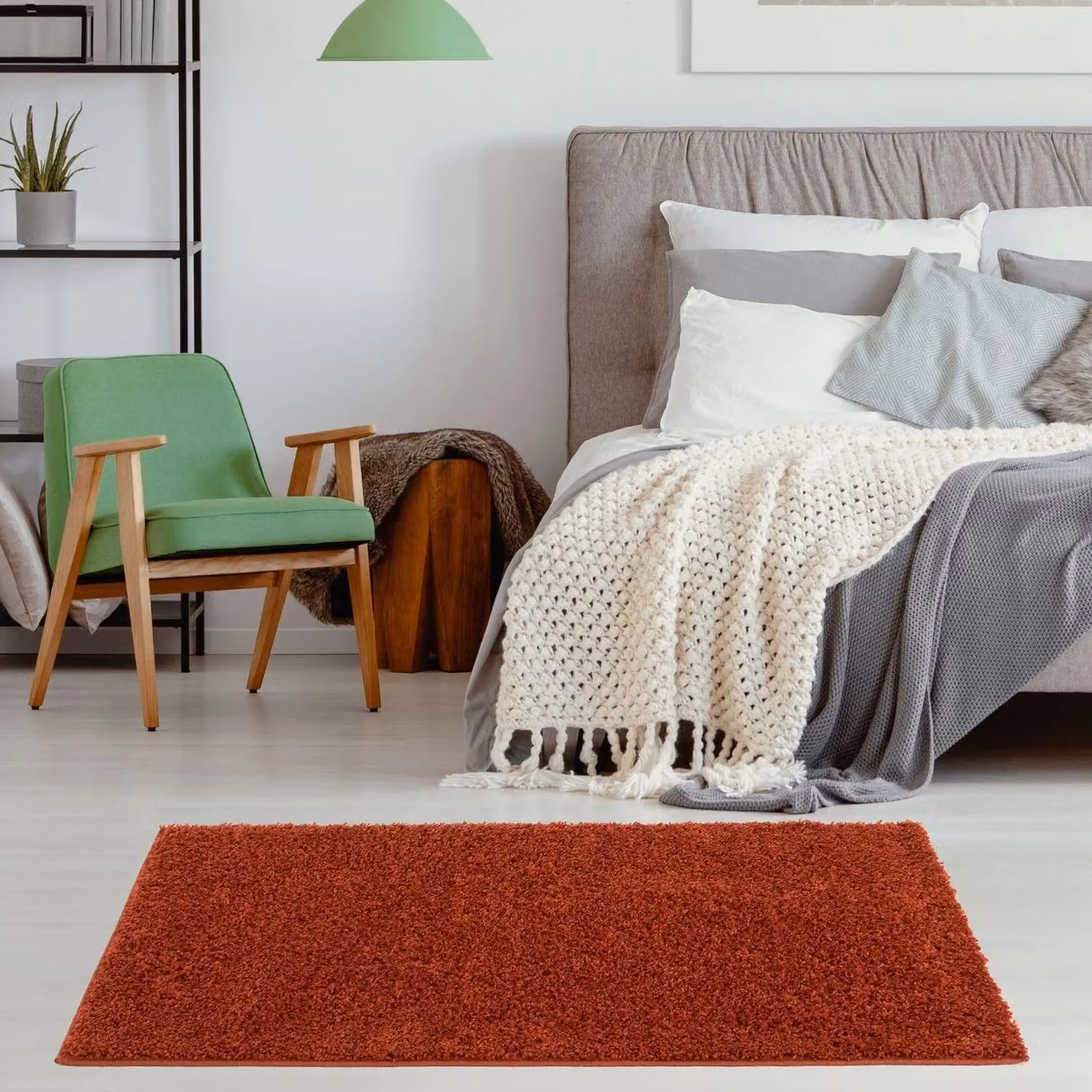 THE RUGS Terra Plain Soft High Pile Shaggy Round Rug in Orange, Diameter: 120 cm – 6
