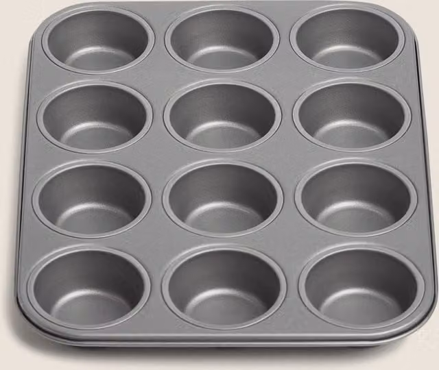 M&S Non-Stick Carbon Steel Yorkshire Pudding Muffin Tray, Silver