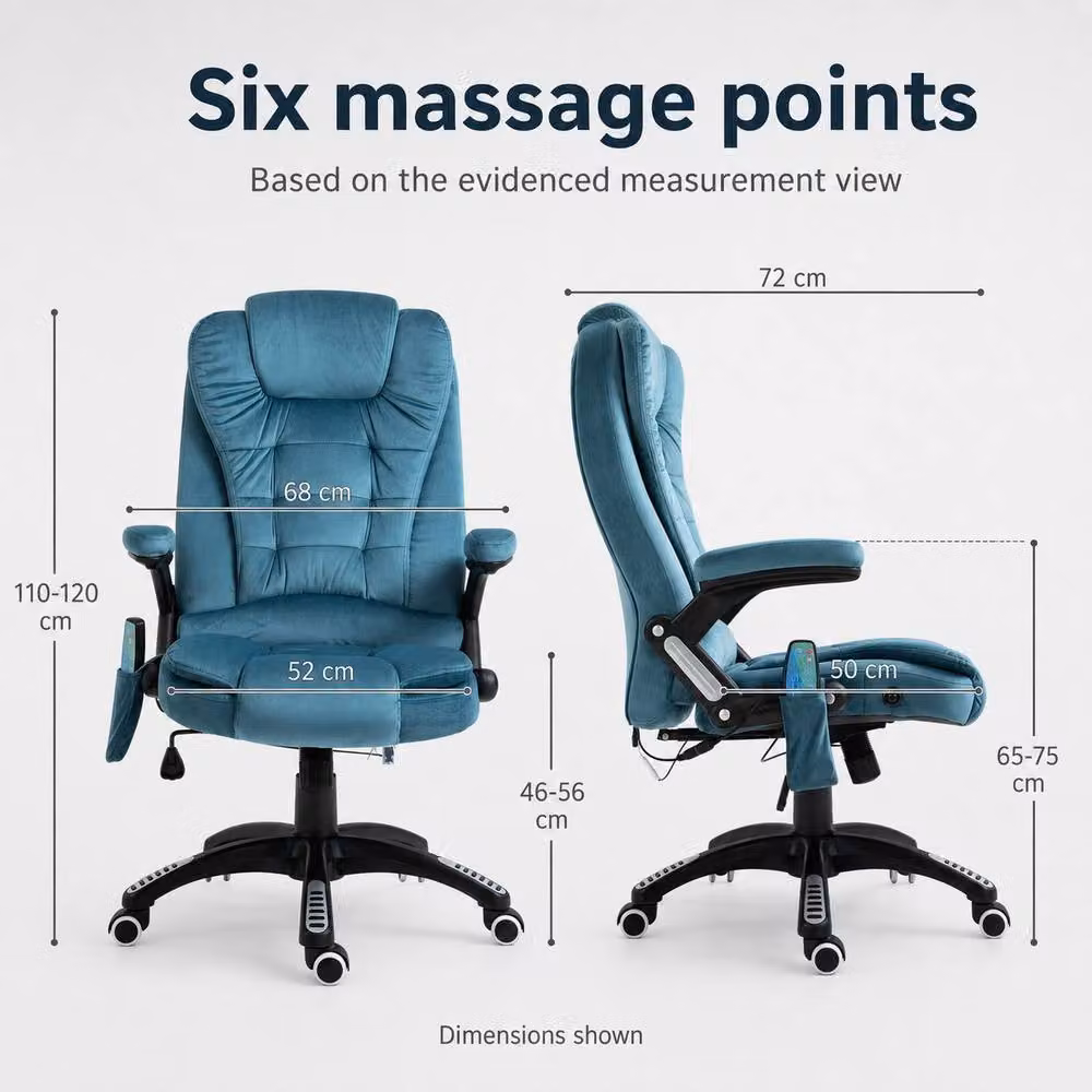 STILVORA Blue Velvet Swivel Task Chair with Headrest and Armrests – 3