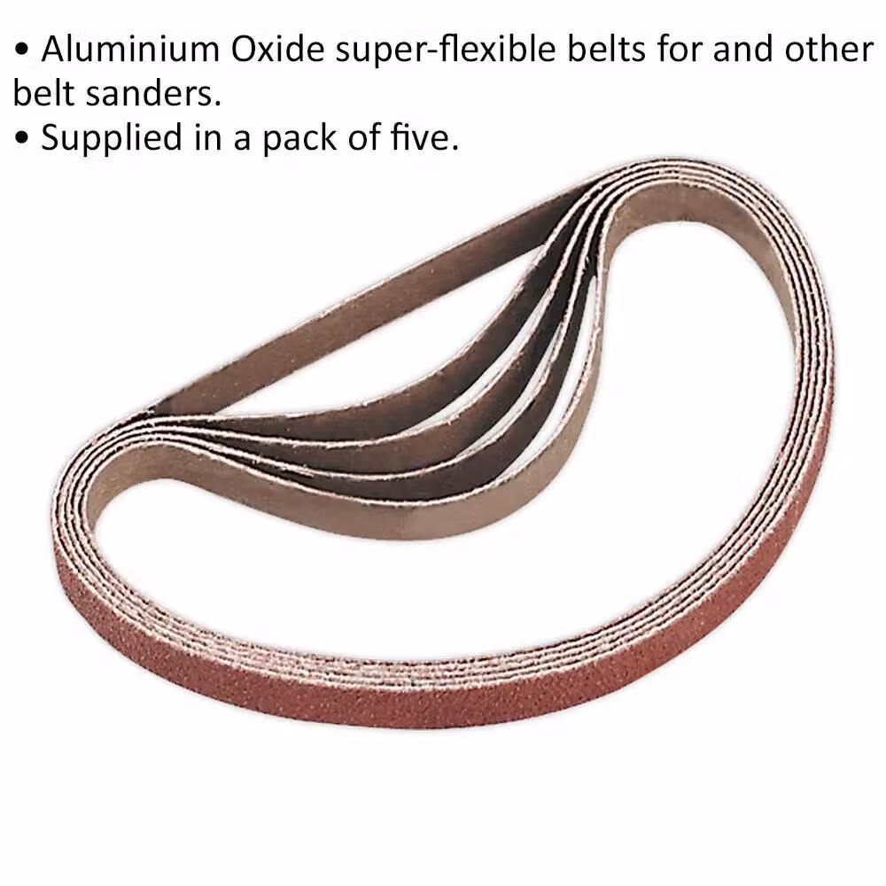 Loops 5 Pack Sanding Belts, 40 Grit Aluminium Oxide Slim Detail Loops, 10mm x 330mm, Multicolour/Brown – 2