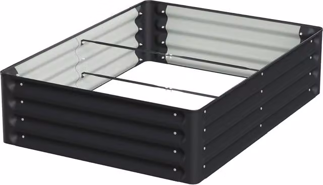 Livingandhome Metal Raised Garden Bed, Black, W: 120 cm, D: 90 cm, H: 30 cm