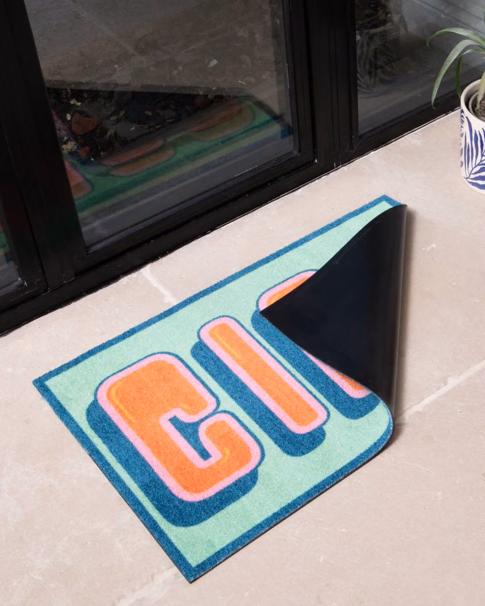 Artsy Mats Ciao Indoor Washable Non-Slip Doormat, Green and Multicolour, W: 50 cm, D: 80 cm – 2