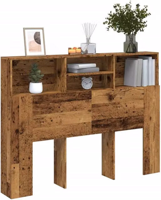 Berkfield Home Headboard Cabinet in Old Wood Brown, W: 140 cm, D: 19 cm, H: 103.5 cm – 1
