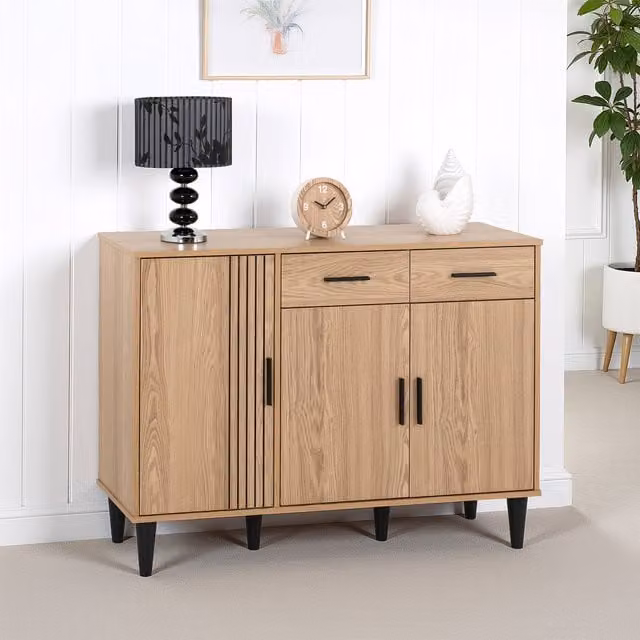 Seconique Mid Century Oak Wood Sideboard in Brown