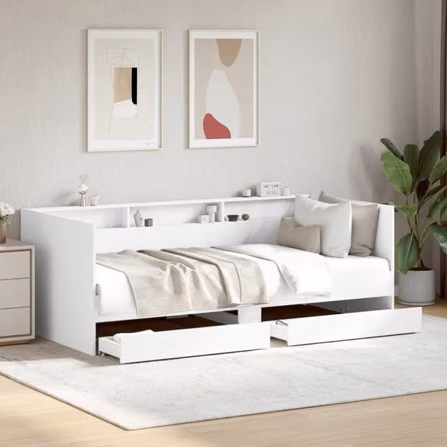 Berkfield Home Small Single Daybed with Drawers, White – 1