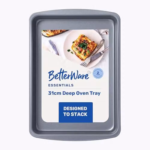 Betterware Non-Stick Rectangular Carbon Steel Baking Sheet in Silver or Grey, 31 x 33 x 0.2 cm – 1