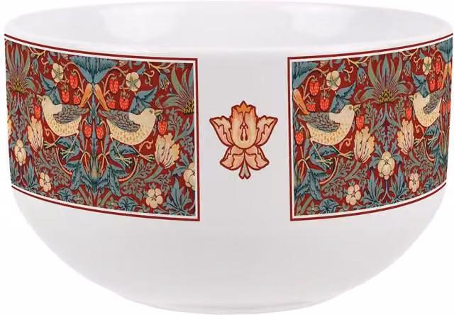 Purely Home Red Strawberry Thief Floral Ceramic Bowl