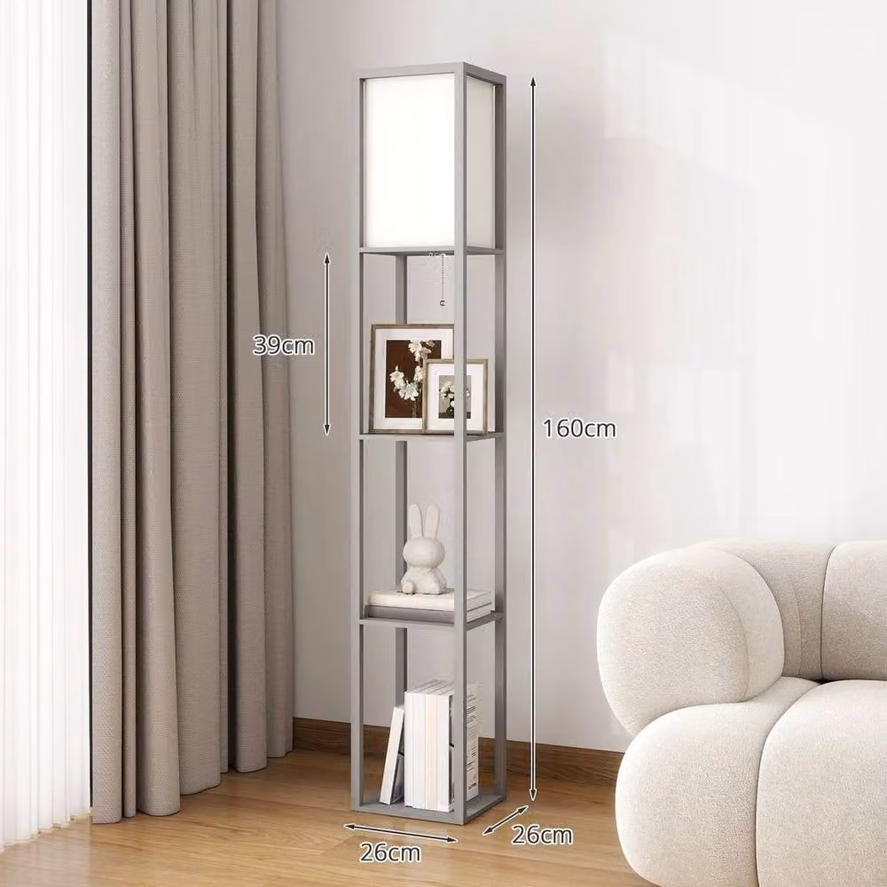 Kelvenix White Wood Floor Lamp with 3-Tier Storage, Height: 160 cm – 2