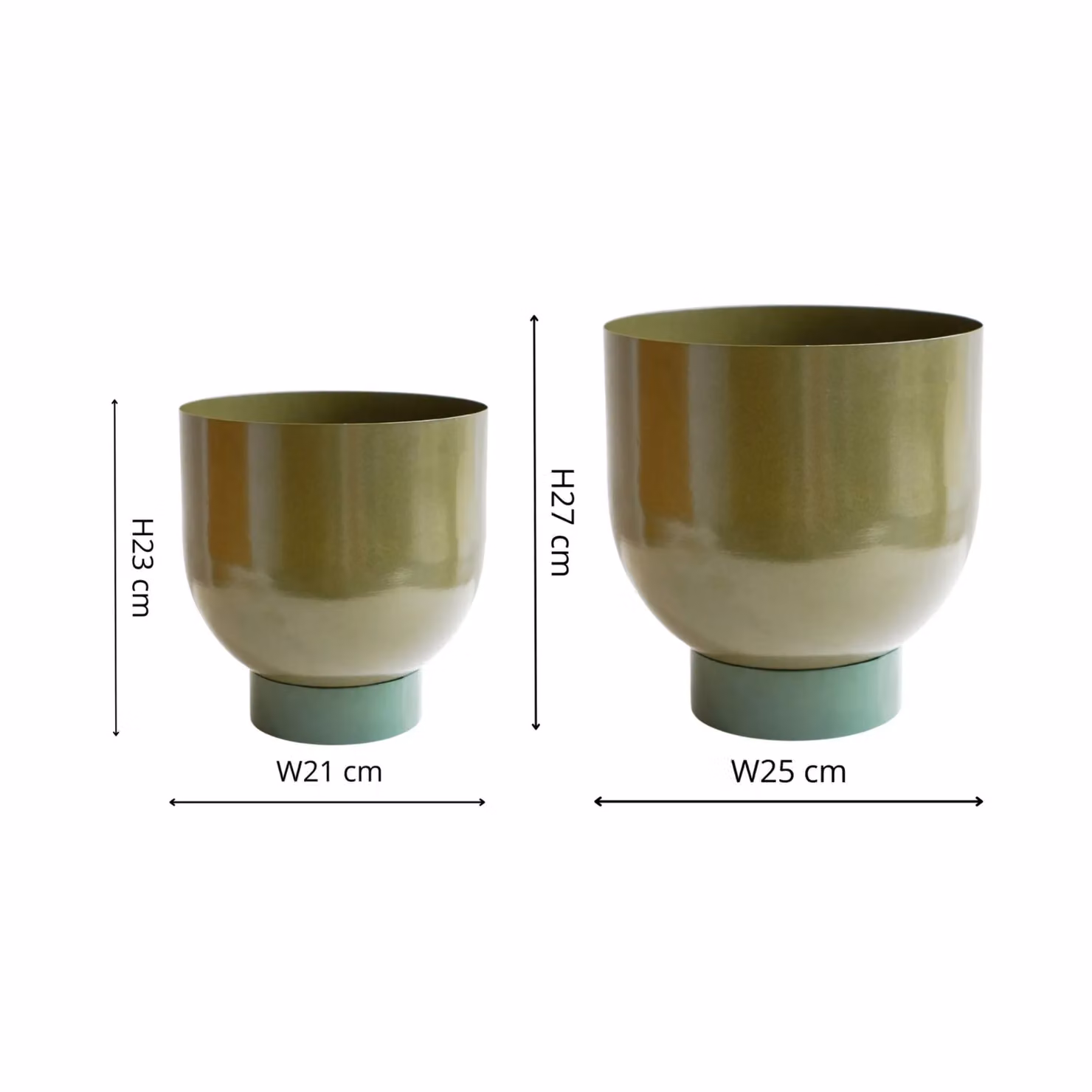 Ivyline Austin Dual Green Metal Indoor Planters, Set of 2 – 1