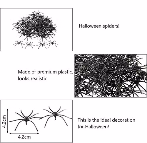 Shatchi 24-Piece Black Plastic Halloween Spiders for Party and Birthday Decorations – 3