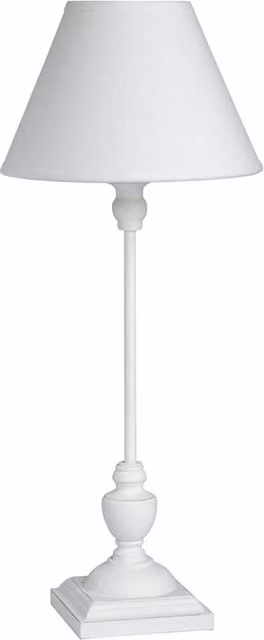 Lemon Pavilion Symi Slim Table Lamp in White and Wood, W/D/H: 22 x 22 x 45 cm