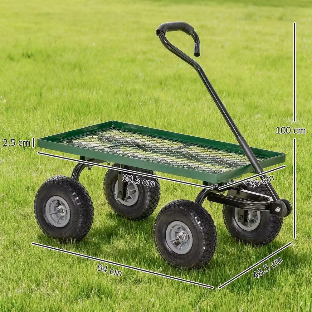 NESTLUNE Garden Trolley Cart with Pneumatic Wheels in Green – 2
