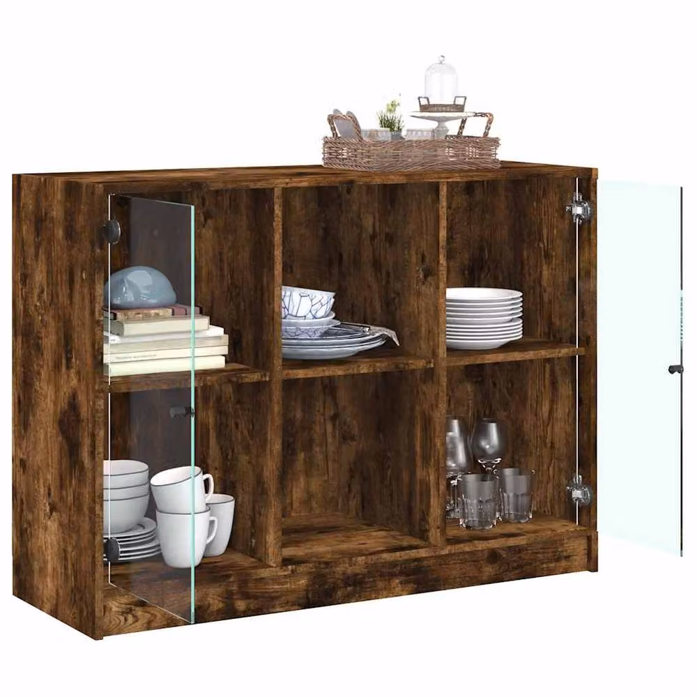 Berkfield Home Modern Smoked Oak Sideboard in Brown, W/D/H: 102 x 37 x 75.5 cm – 4