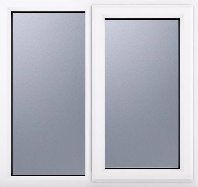 Crystal Direct Right Hand Side Hung Obscure Glass Window with Fixed Light Window in White, W/D/H: 119.0 x 104.0 x 1.3 cm