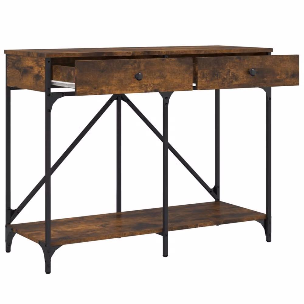 Berkfield Home Smoked Oak Console Table in Brown, W/D/H: 100 x 39 x 78.5 cm – 4