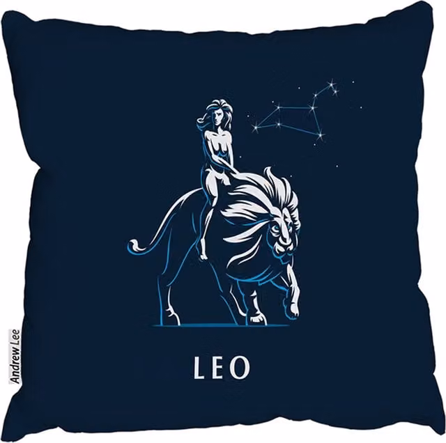 Zodiac Leo Blue Square Outdoor Comfy Cushion, W/D/H: 60 x 60 x 60 cm