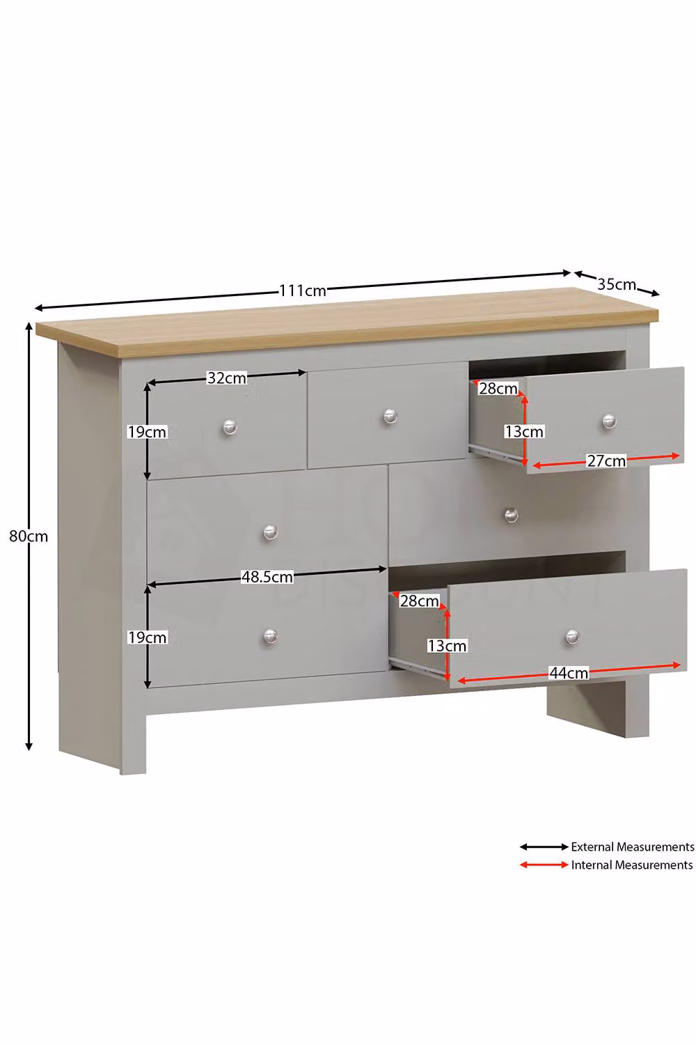 HD Designs Arlington 4+3 Drawer Chest of Drawers in Grey – 2