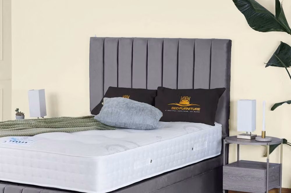 UK Bed Furniture Hamilton Grey Fabric Upholstered Ottoman Storage Divan Bed with End Lift and 54 Inch Headboard, W/D/H: 200 x 200 x 137.16 cm – 2