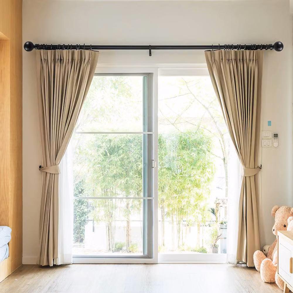 Marlow Black Steel Extendable and Adjustable Curtain Rod Set with Quiet Operation – 3