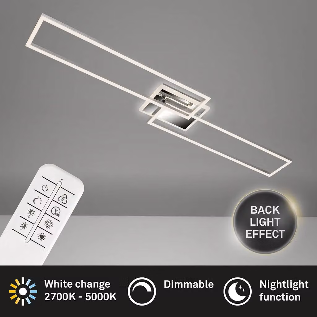 Briloner Chrome Aluminium 40W CCT LED Wall and Ceiling Light in Silver – 2