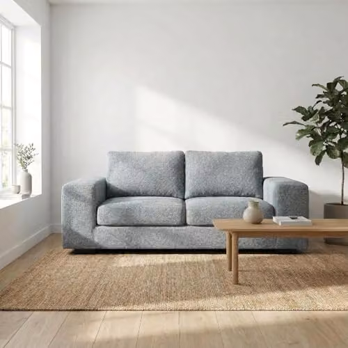 Abakus Direct Boston 3 Seater Fabric Upholstered Sofa in Grey with Solid Wood Frame