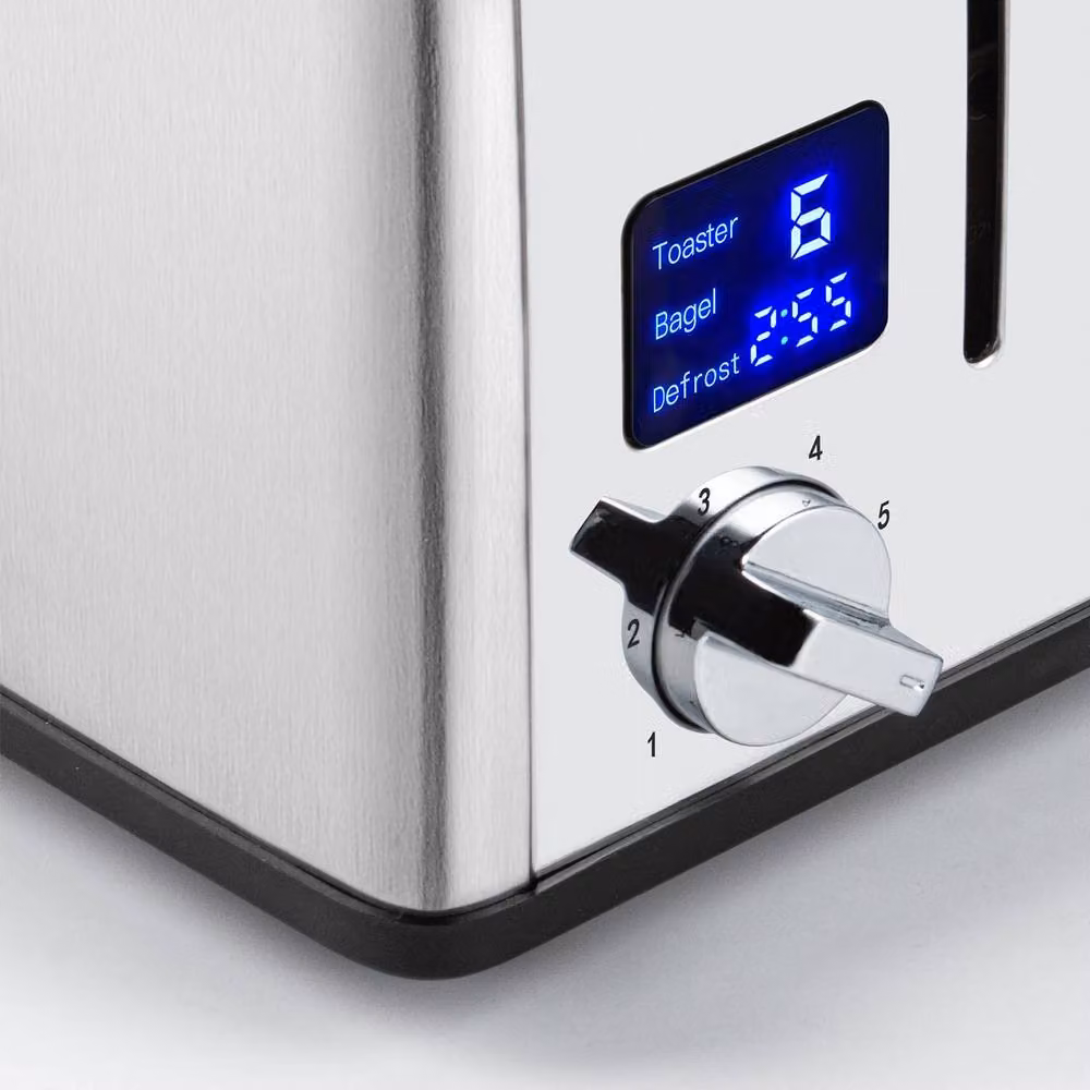 Cusimax Silver 4-Slice Stainless Steel Toaster with LED Digital Display, 1650W – 3