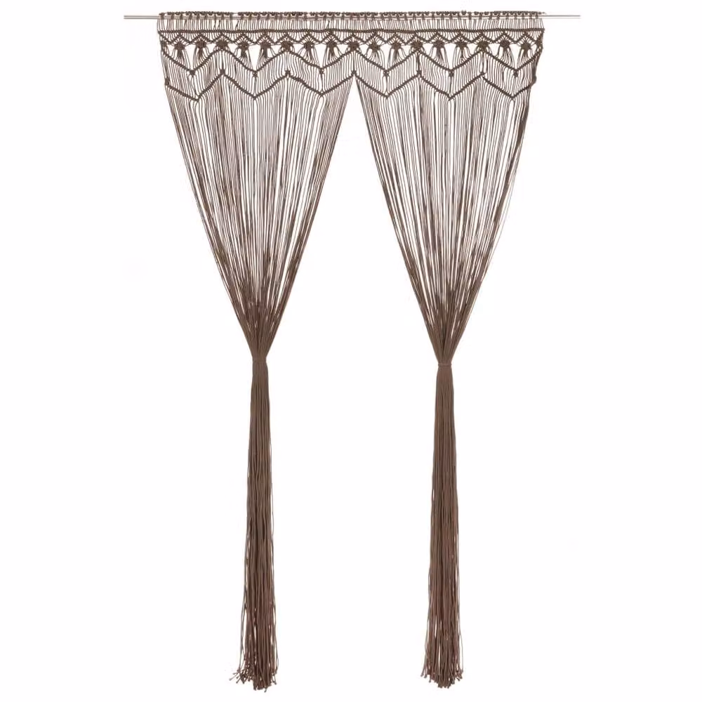Berkfield Home Boho Macrame Curtain in Beige, W: 140 cm, H: 240 cm – 2