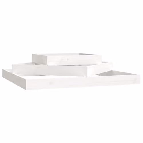 vidaXL White Lacquered Pine Wood Planter W/D/H: 112 x 112 x 27 cm