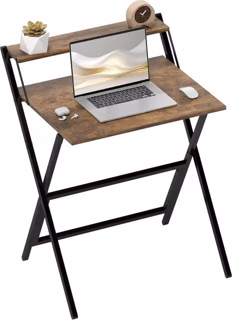 HOMCOM Brown Folding Computer Desk for Home Office and Bedroom – 1