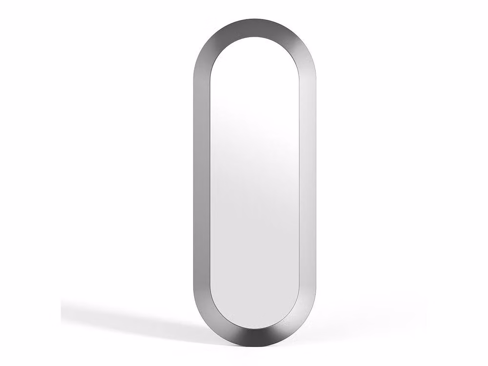 Vente-unique Oval Aluminium Wall Mirror in Brushed Gunmetal Silver, W: 60 cm, H: 160 cm – 2
