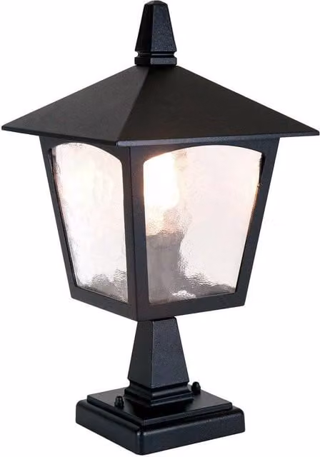 Netlighting York Black Outdoor Pedestal Lantern with IP43 Rating and E27 Socket – 1