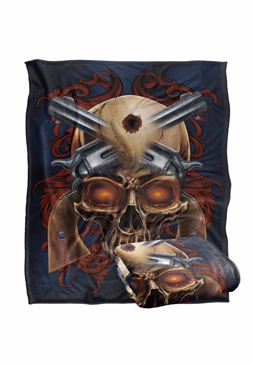 JQ Licensing Ba-Jp Skull and Pistols Silky Touch Super Soft Fleece Throw Blanket in White, W/D/H: 152 x 127 cm – 6
