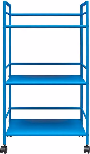 Novogratz Minimalist Metal Rolling Cart in Glossy Blue