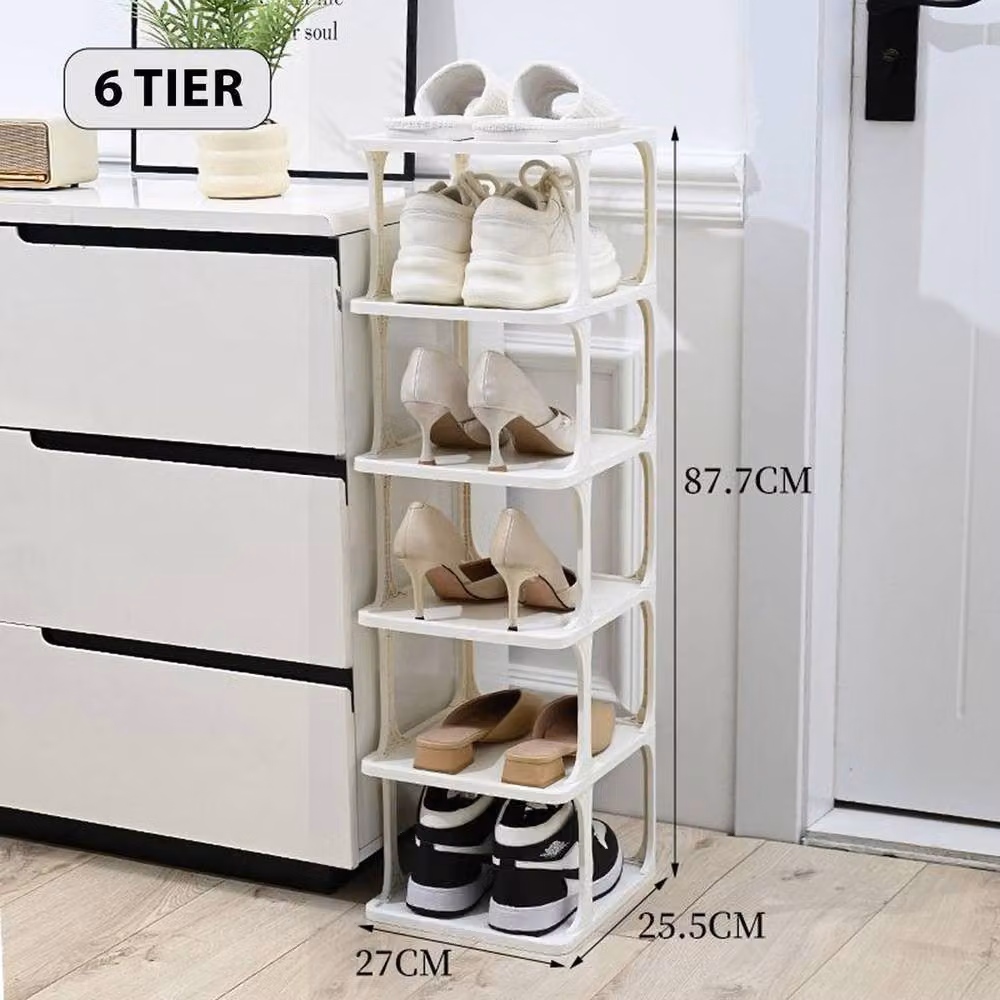 Kelvenix White 6 Tier Narrow Vertical Freestanding Shoe Rack – 2