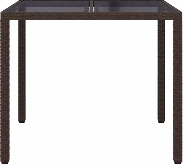 Berkfield Home Modern Brown Poly Rattan Garden Dining Table W/D/H: 90 x 90 x 75.5 cm
