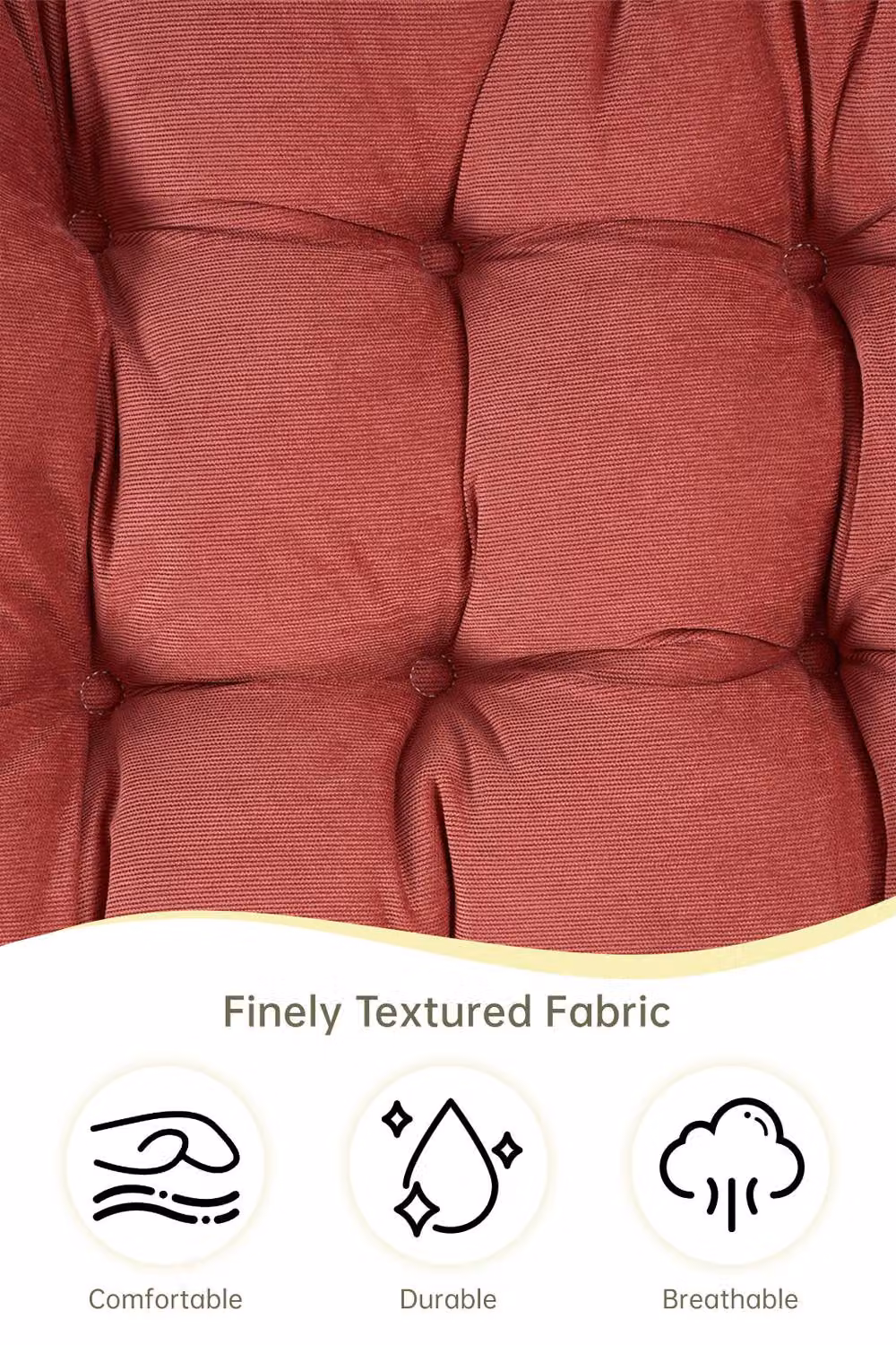 Living and Home Red Padded Corduroy Square Chair Cushion, W/D/H: 55 x 55 x 55 cm – 3