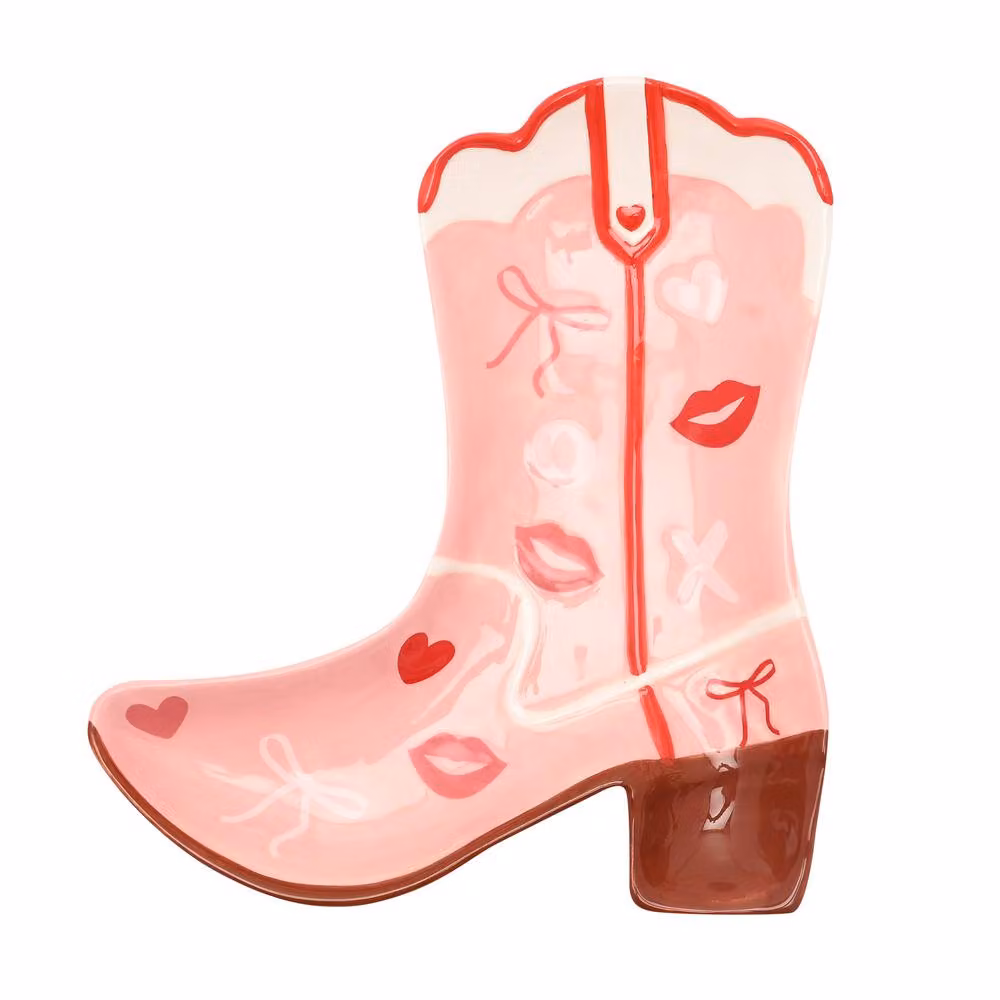 The Feel Good Club Pink and Multicolour Ceramic Cowgirl Boot Shaped Side Plate – 2