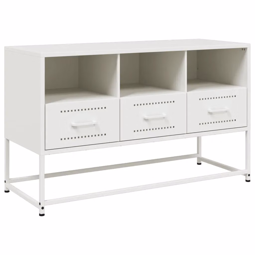 Berkfield Home Industrial White Steel TV Cabinet W/D/H: 100.5 x 39 x 60.5 cm – 2