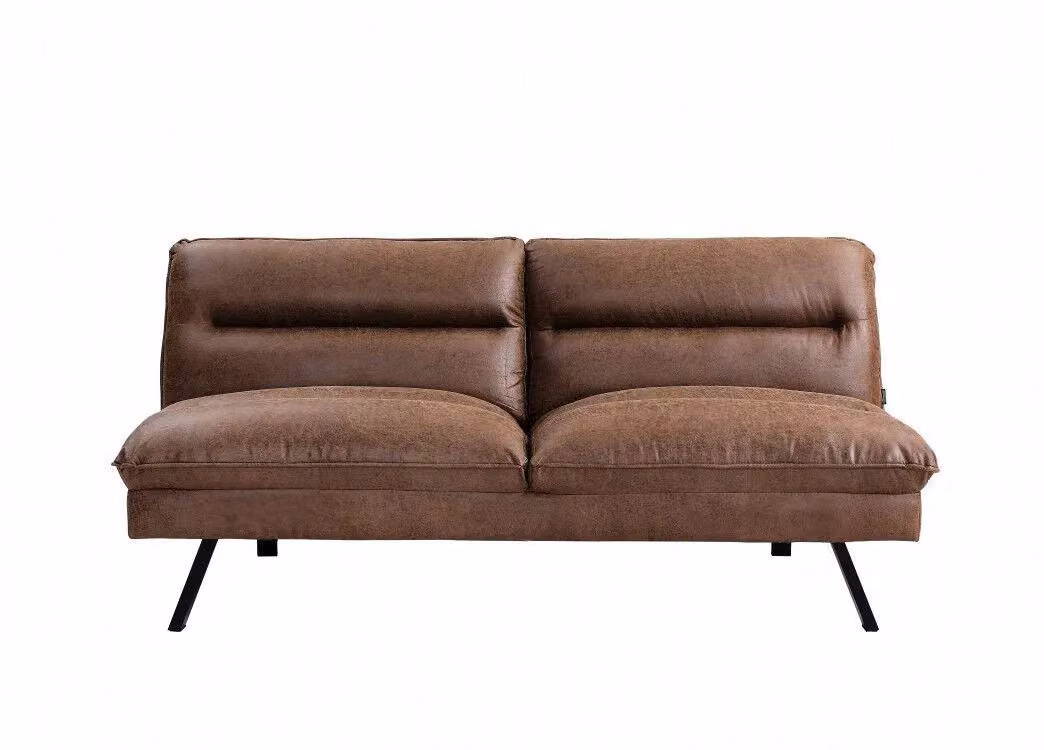 Home Detail Edmonton 3 Seater Click Clack Sofa Bed in Dark Brown Air Leather or Fabric with Black Legs – 2