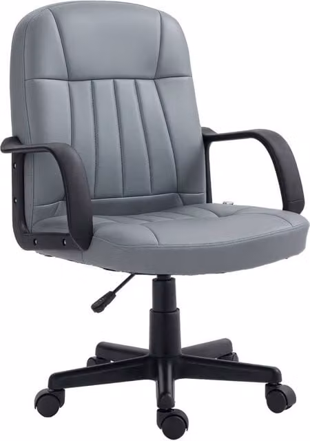 Rolipo Grey PU Leather Swivel Task Office Chair with Adjustable Height – 1