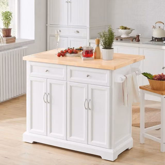 SoBuy Modern Kitchen Island Storage Trolley in White