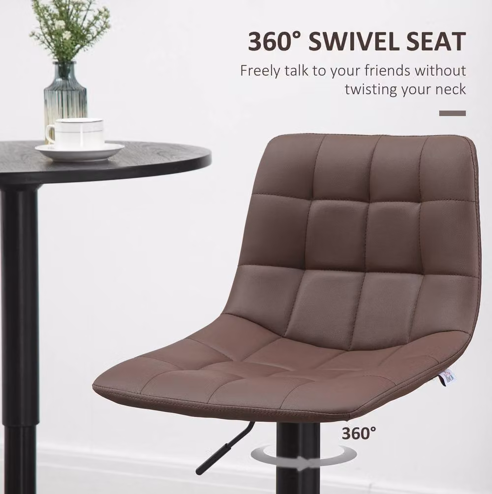 STILVORA Set of 2 Adjustable Swivel Bar Stools with Brown PU Leather and Metal Frame – 4